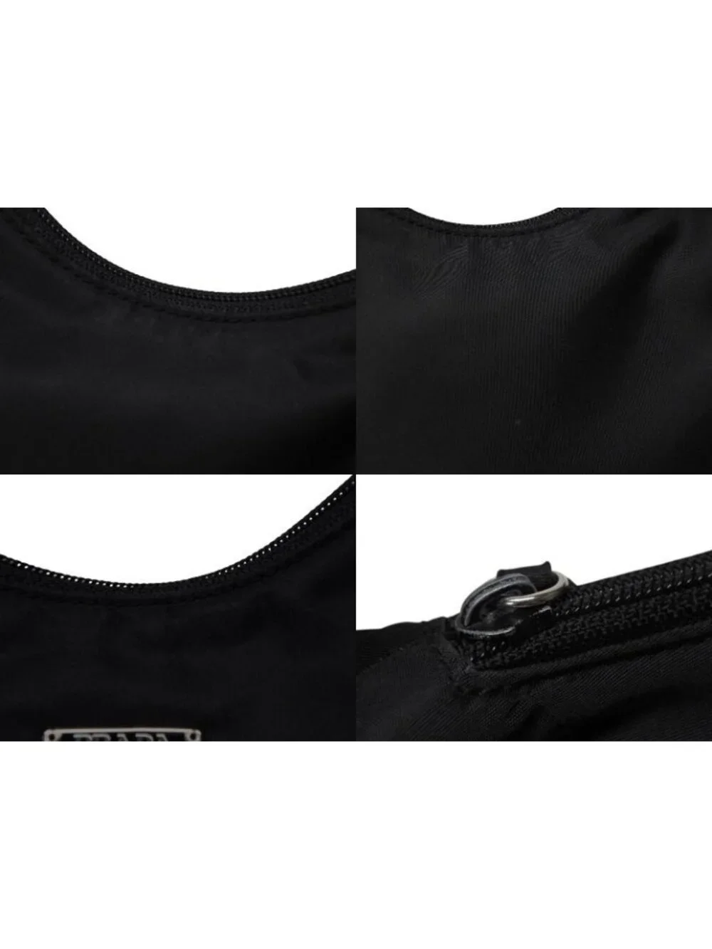 Prada Hobo Handbag Triangle Logo Nylon Black